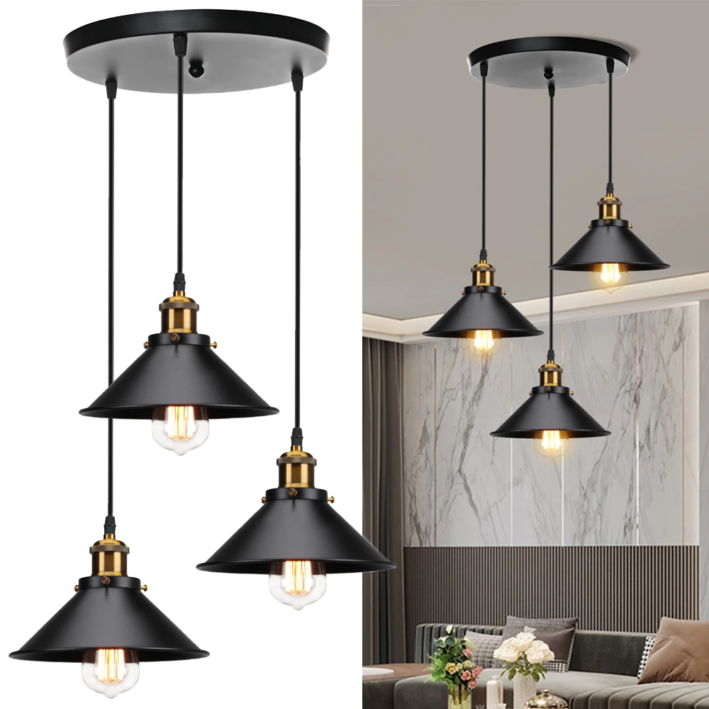 

3 Heads Pendant Light Vintage Ceiling chandelier Industrial Retro Hanging Lamp Shade for Living Room Kitchen Home Lighting Decor