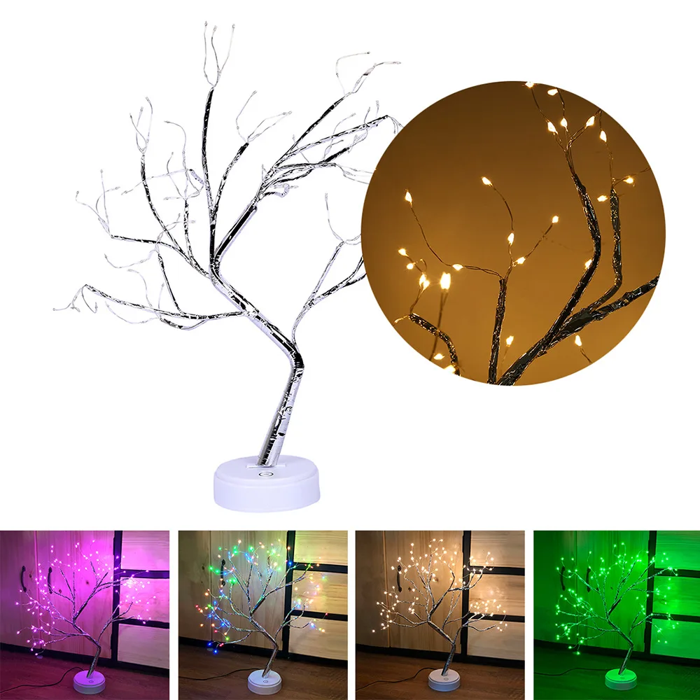 LED Copper Wire Tree bright USB Touch Switch Full Star Warm White bright Source DIY Atmosphere Sense Home bed bed