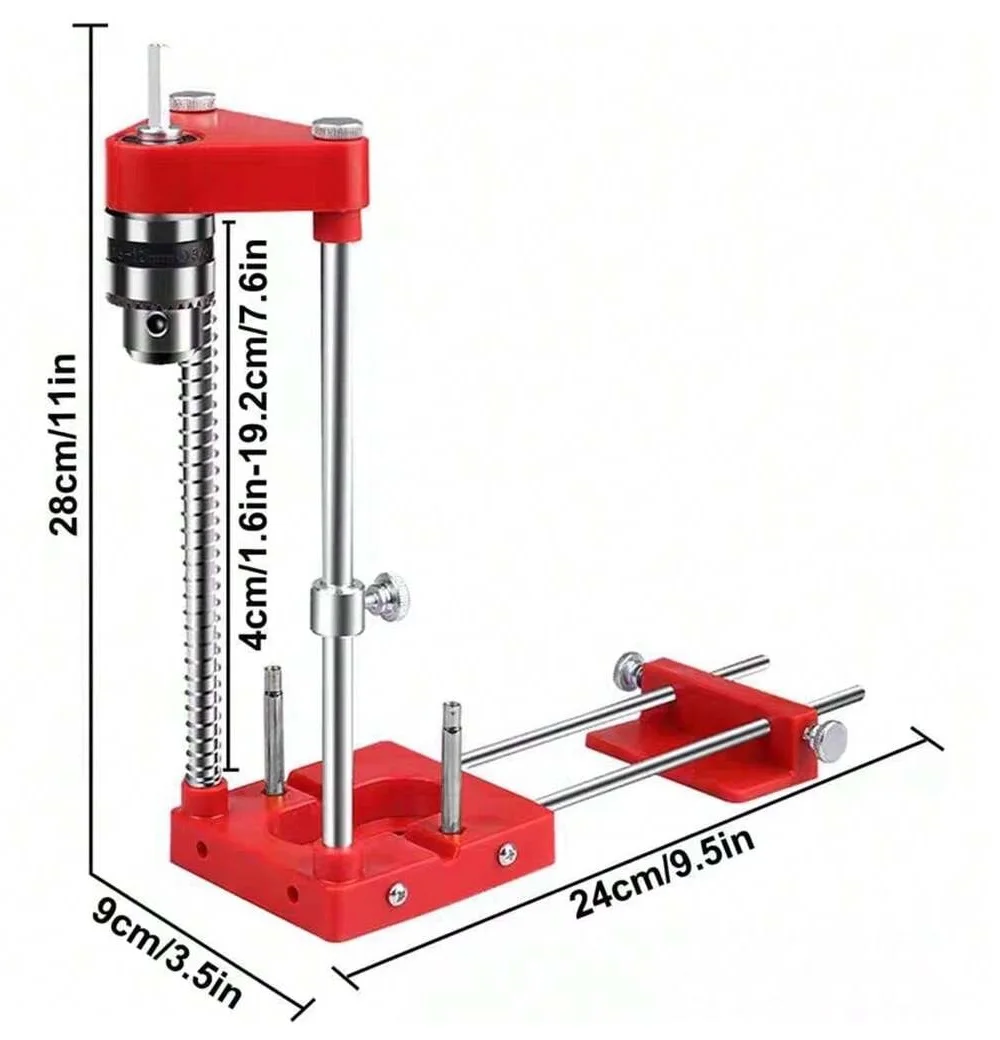 Woodworking Drill Locator Adjustable Punch Locator Hole Drill Guide Drilling Template Guide Tool Alloy Steel Bar Plastic Base
