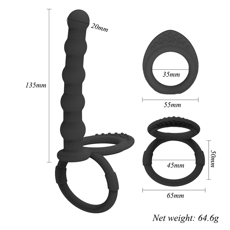 Juguetes sexuales anales de doble penetración para hombres y mujeres: tapón anal para pene con consolador, cuentas anales y anillo para pene para retrasar la eyaculación