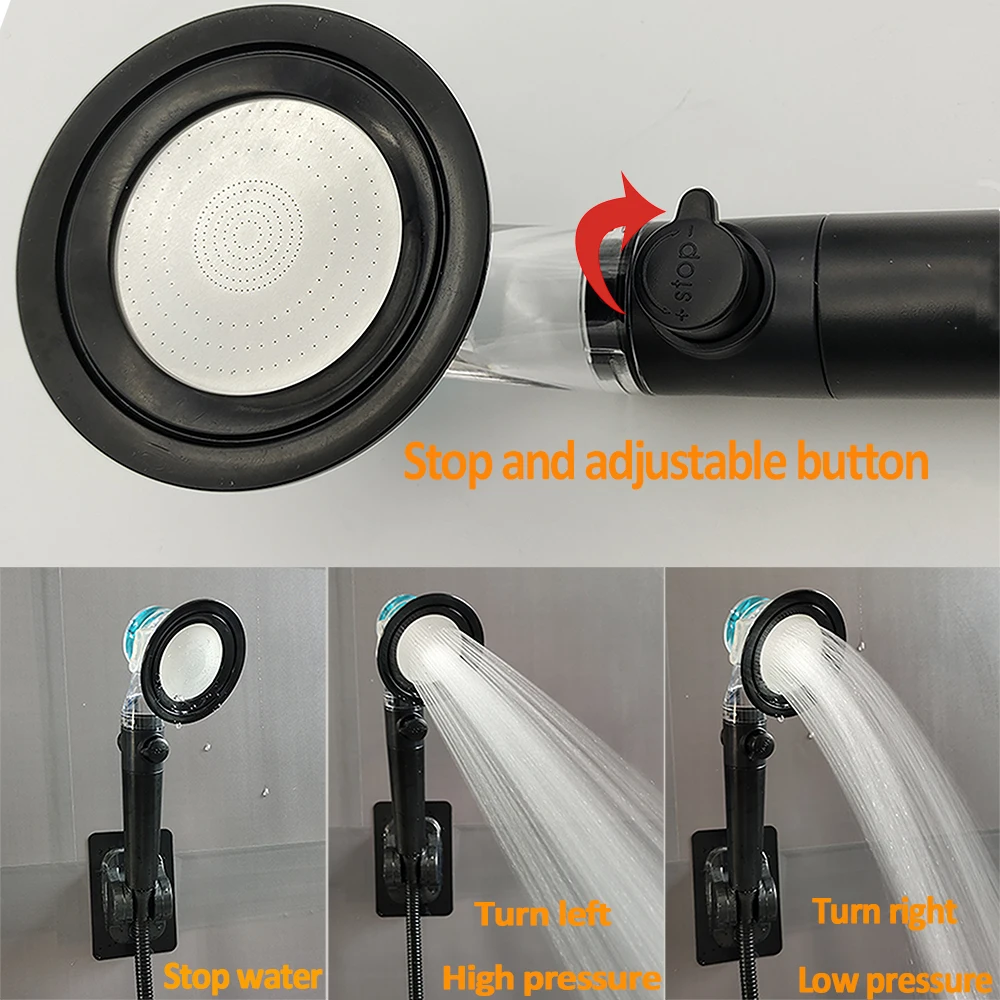 New Design Propeller Bathroom Shower Head High Pressure Water Saving With Adjustable Button Built-in Filter Handheld Shower Head