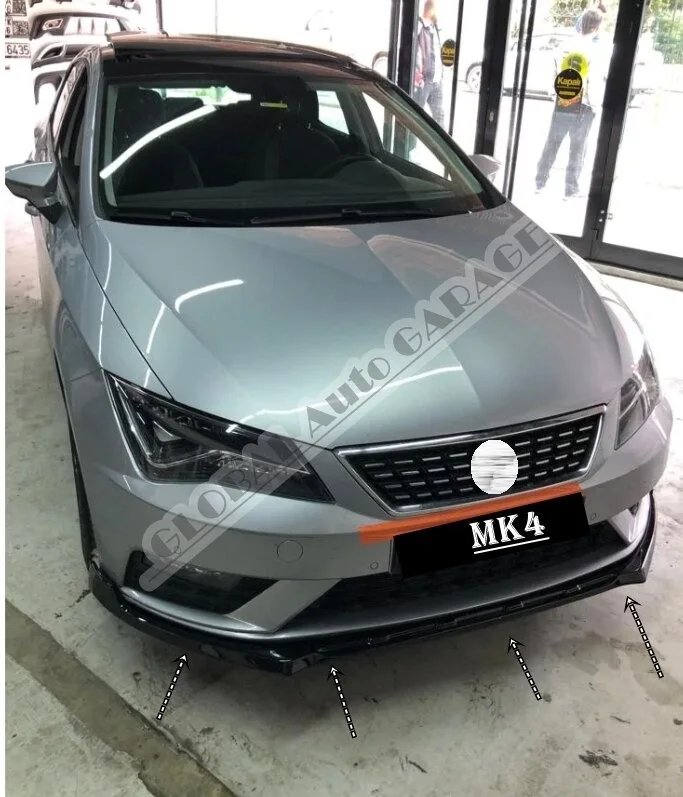 For Seat Leon Mk4 Front Bumper Attachment Lip 2020-2021 Piano Glossy Black Splitter Diffuser Universal Spoiler Bumper