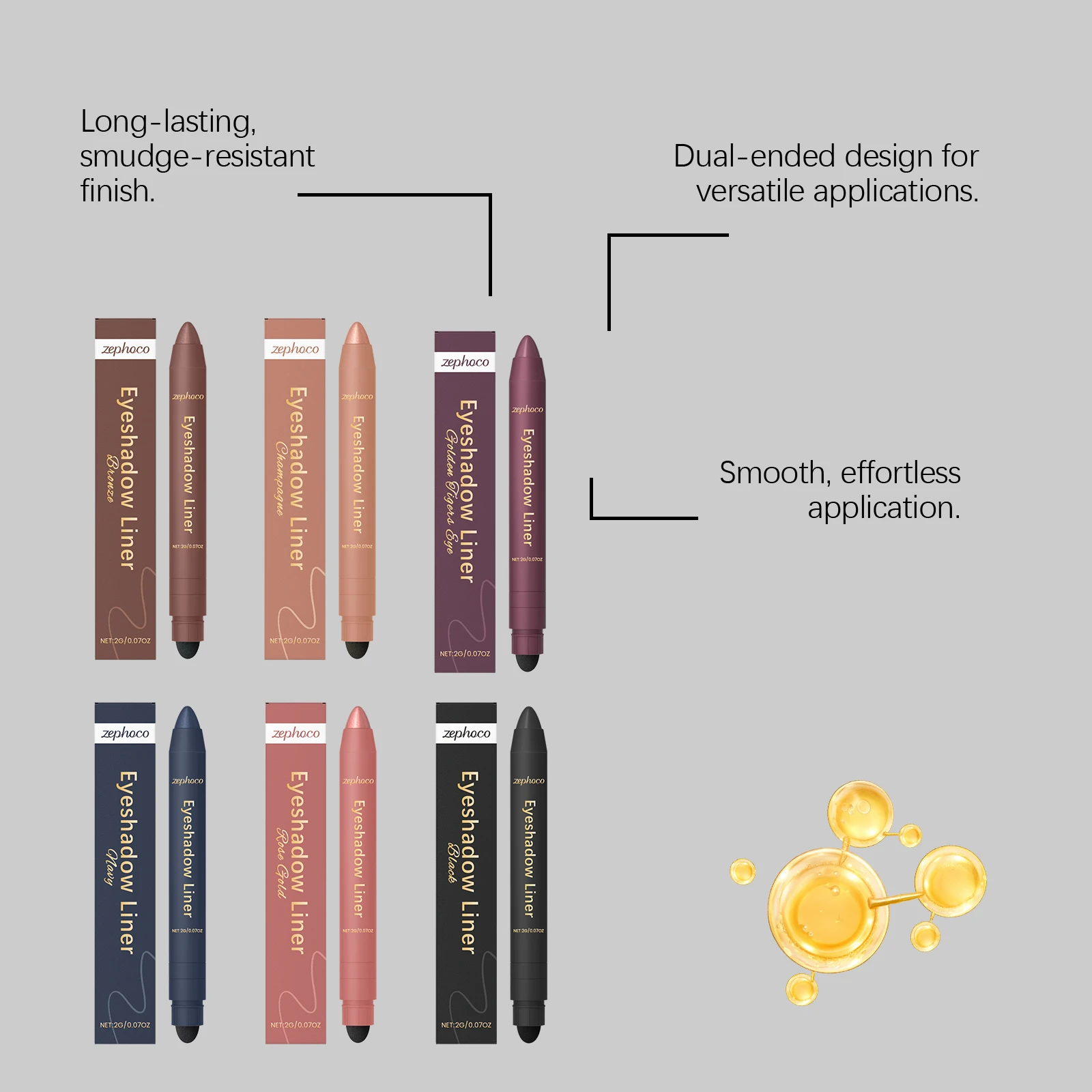 Multi Color 2 in 1 Eyeliner Pen Smudge Proof Waterproof Lasting Wear Sweatproof Black Eyeliner Quick Dry Eye Makeup Eyeliner Pen