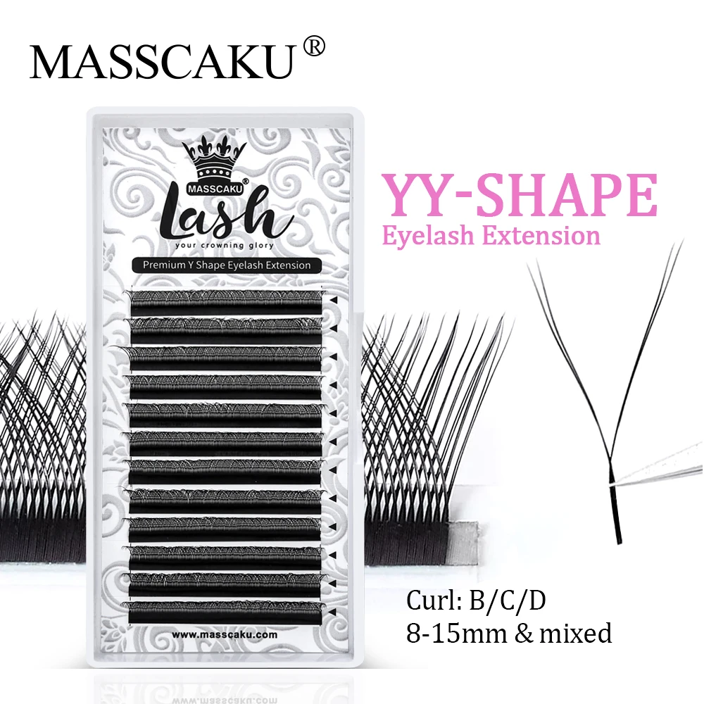 Masscaku – Extensions de cils en vison, effet 3D, Style Y, naturels, doux, fendus, Volume pré-fait, Premium, offre spéciale