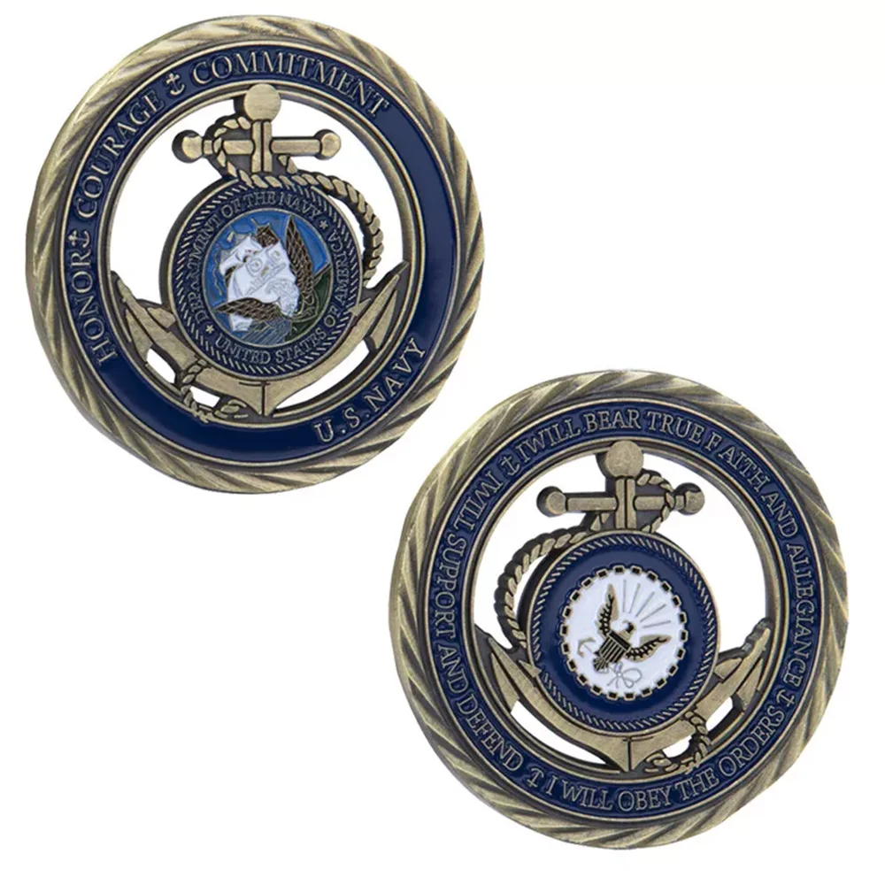 収集可能なミリタリーチャレンジコイン、米国海軍の中空エンブレム、コアバリュー