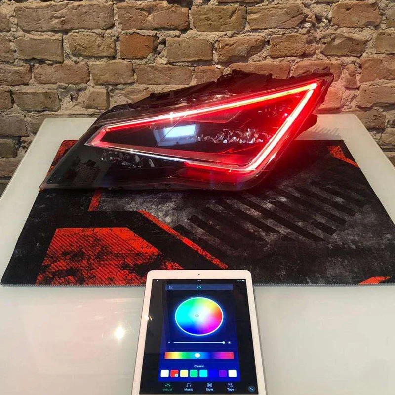 Icedriver dla SEAT Leon MK3 MK4 DRL RGB wielokolorowe tablice LED światła do jazdy dziennej czerwony niebieski RGBW żarówki Demon Eye — zdjęcie 2