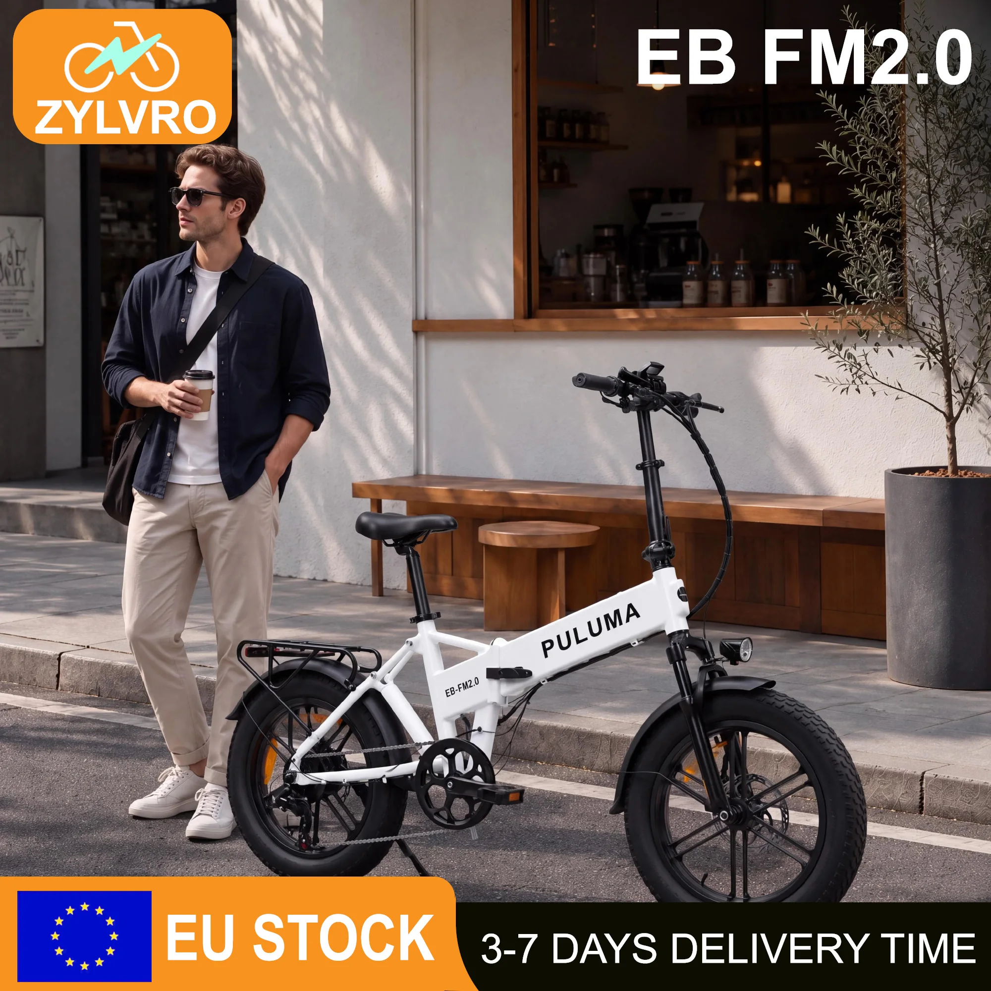 Image of EB FE-2.0 Faltbares Elektrofahrrad für Erwachsene, 750W Motor, 48V 15Ah Abnehmbarer Akku, 20-Zoll Breitreifen-Elektrofahrrad, Allterrain-Elektrofahrrad