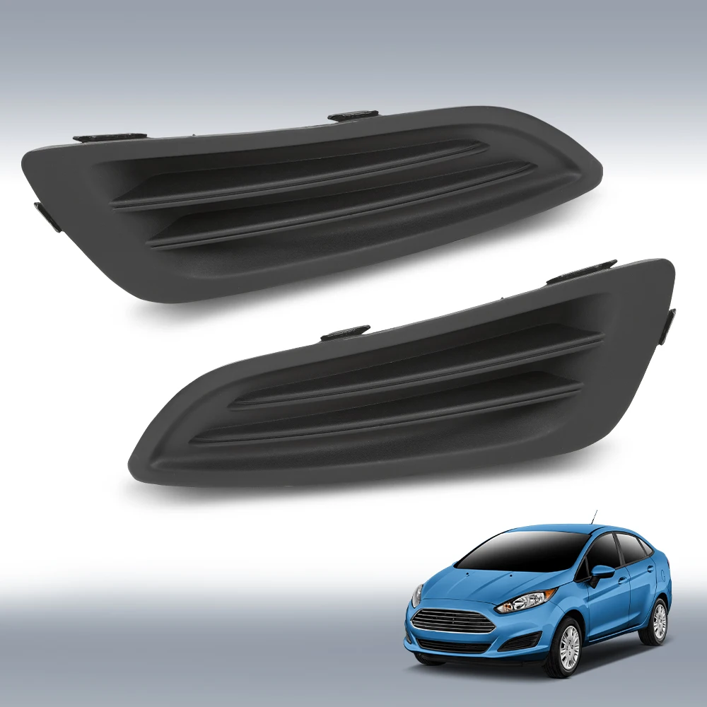 2Pcs Front Bumper Fog Light Lamp Cover Fit for 2014-2019 Ford Fiesta Left & Right Side D2Bz15266Aa D2Bz15266Ba Textured Black