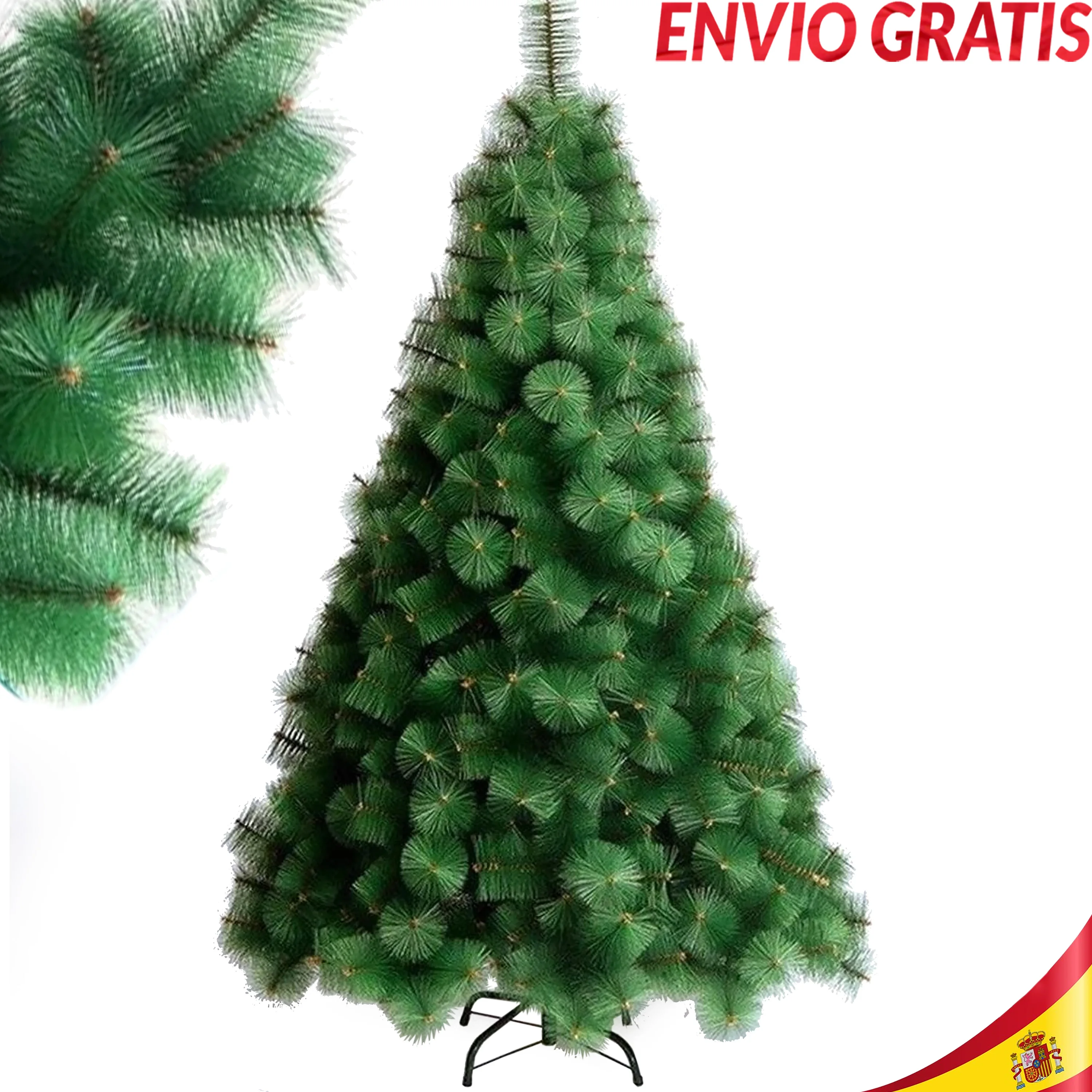 Christmas tree Green Pine thin leaves glitter 100% branches flexible 120cm 150cm 180cm 210cm classic Christmas leafy durable and very high quality metal Base included