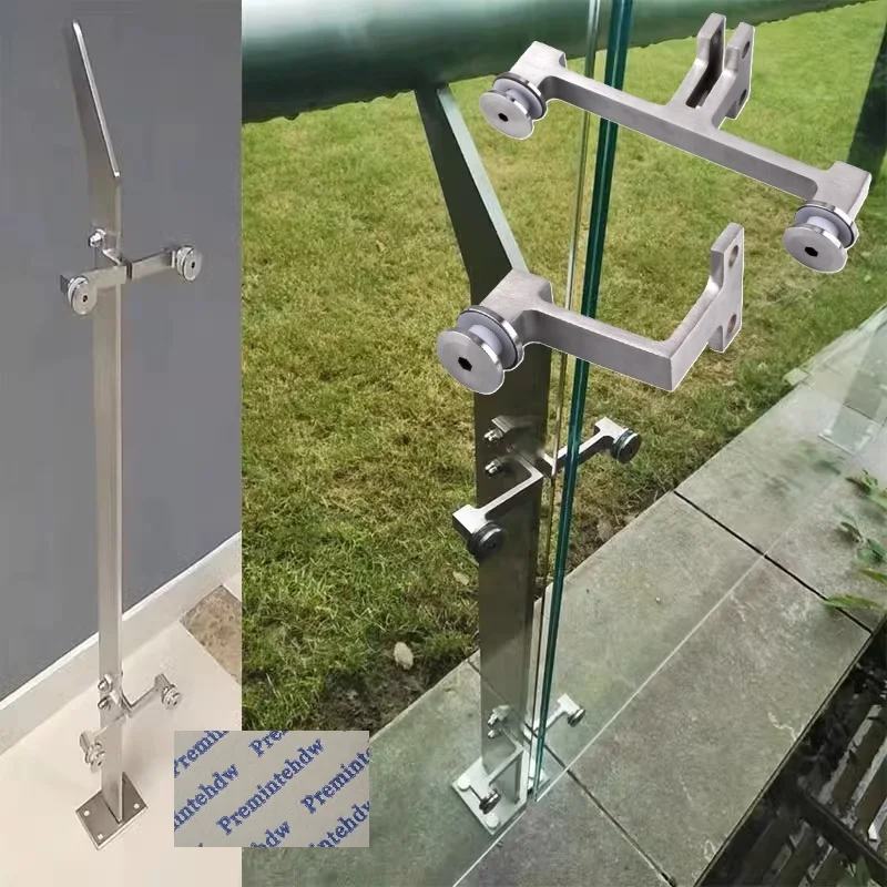 2Pcs Casted 304 Stainless Steel Glass Fence L Bracket Fastener Mounted To Railing Post