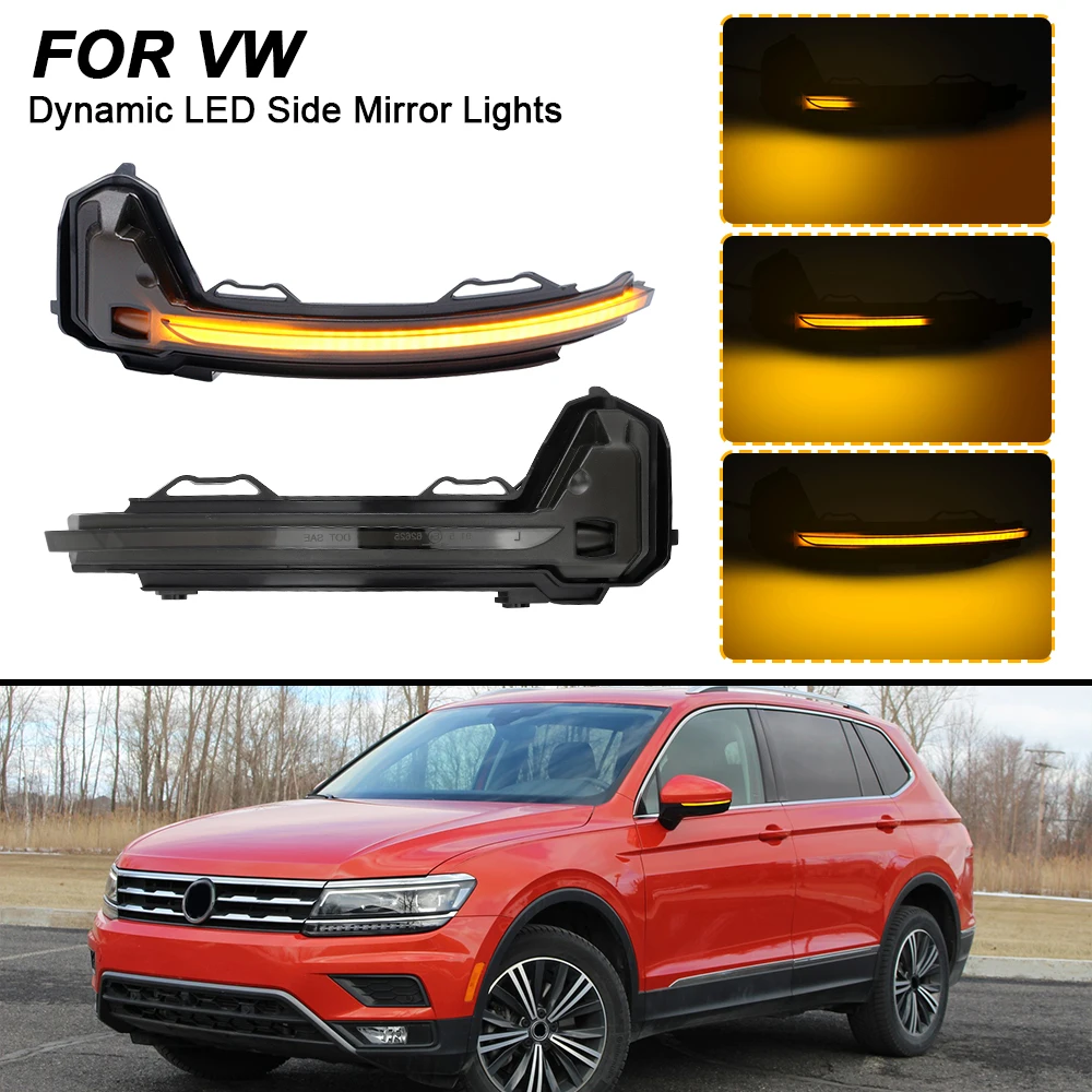 

LED Dynamic Lights For VW Tiguan 2016-up Error Free 2PCS Turn Signal Lamps Amber Sequential Indicator Side Mirror Blinker Light