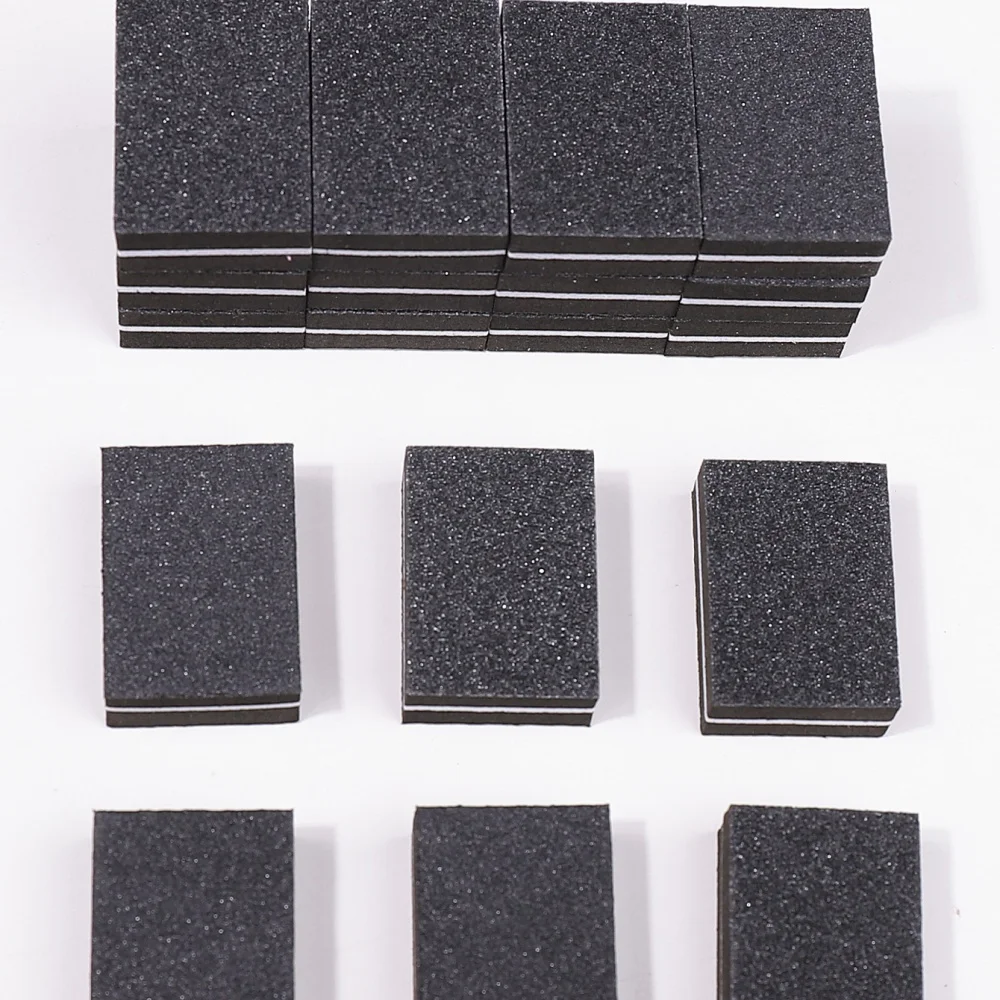 50個入り ブラック両面ネイルバッファーブロック、プロ用マニキュアペディキュアスポンジファイル、ネイルアート、サロン＆家庭用
