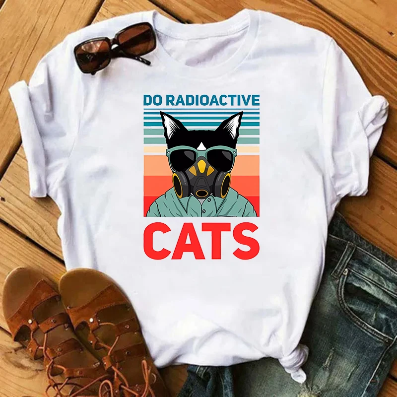 Do Radioactive Cats Letter Summer Shirt T-Shirt Print Women Hiohop Fashion O-neck Short Sleeve Tees Female Casual Tshirts S-210