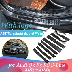 Car Welcome Pedal for Audi Q3 F3 RS S-Line 2019~2024 Door Sill Scuff Threshold Anti-scratch Guard Cover Plate Sticker Accessorie