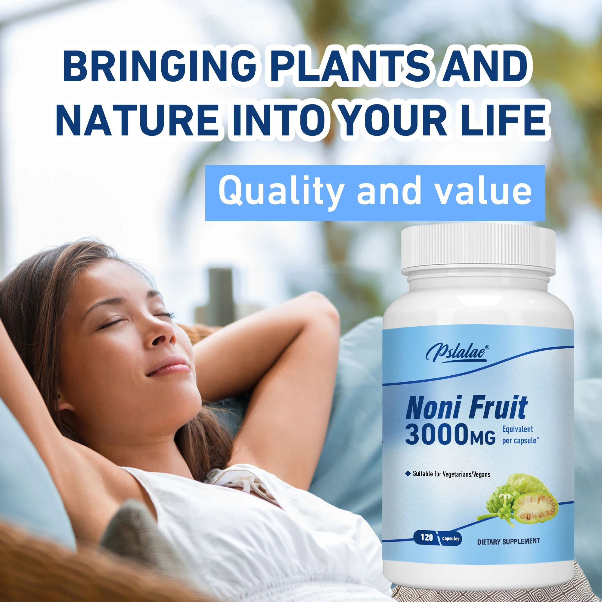 Noni Fruit 3000mg-proporciona energía, apoya la salud Intestinal, salud de la piel, mejora la inmunidad, antioxidante-120 cápsulas