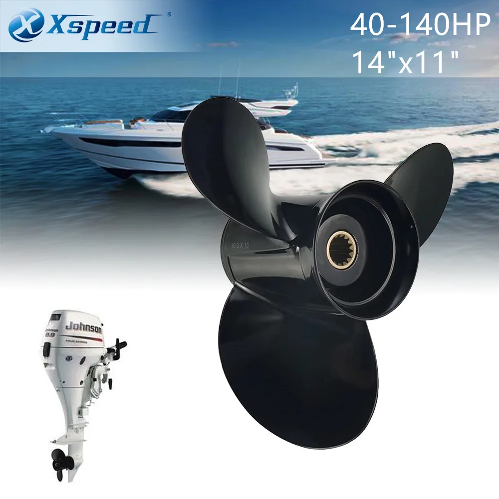 

Xspeed Outboard parts Marine Propeller14x11 fit Evinrude Johnson Outboard 40 -140HP Aluminum 13 spline