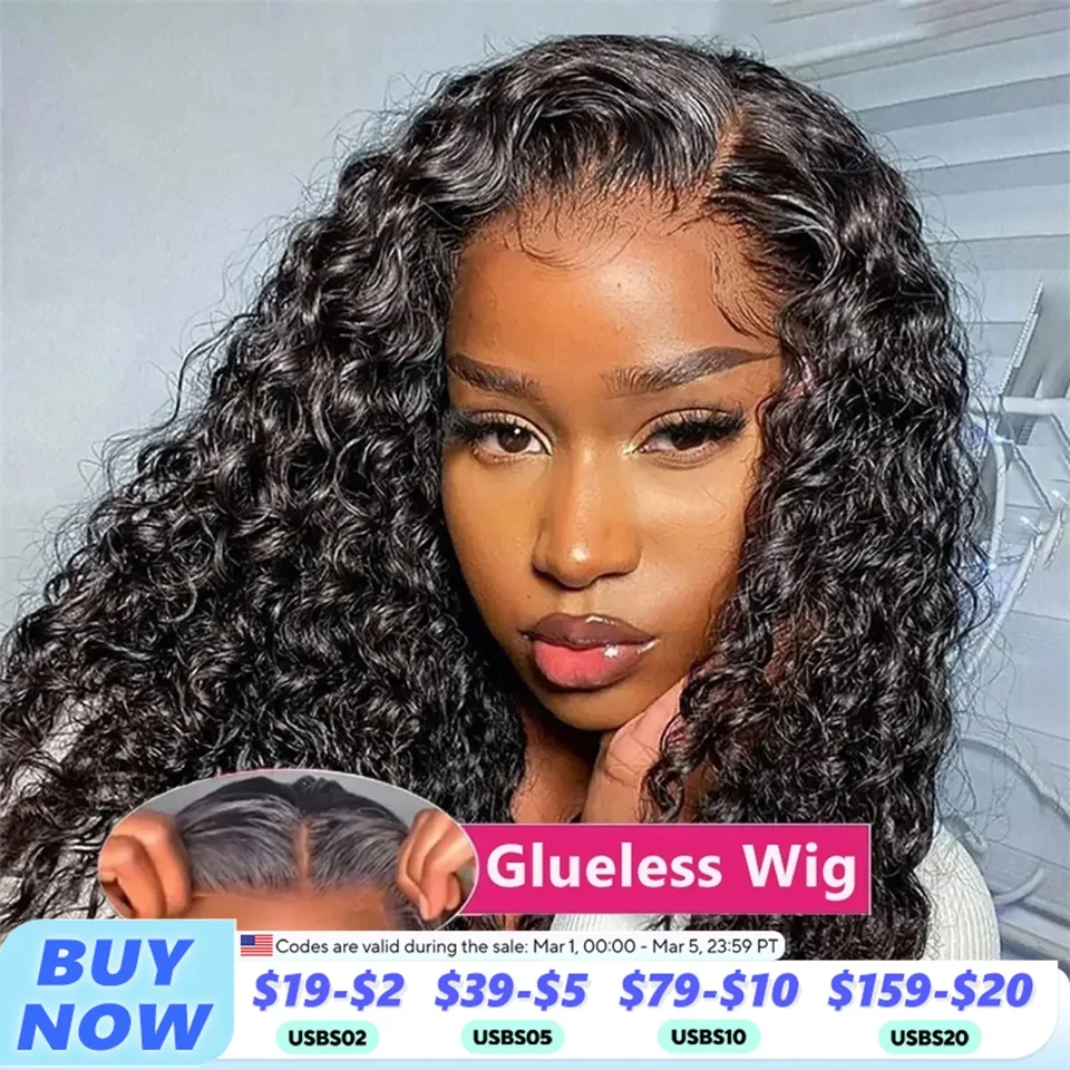 Deep Wave Glueless Wigs Human Hair Easy Go Pre-Cut Deep 5x5 6x4 7x5 9x6 Lace Closure Brazilian 32 34Inch Curly Human Hair Wigs