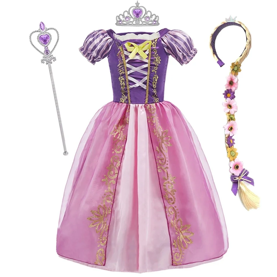 Kostium dla dziewczynki dzieci Cosplay księżniczka sukienka dla dzieci Halloween urodziny korowód impreza roszpunka sukienka dziewczyna karnawał zaplątane ubrania — zdjęcie 2