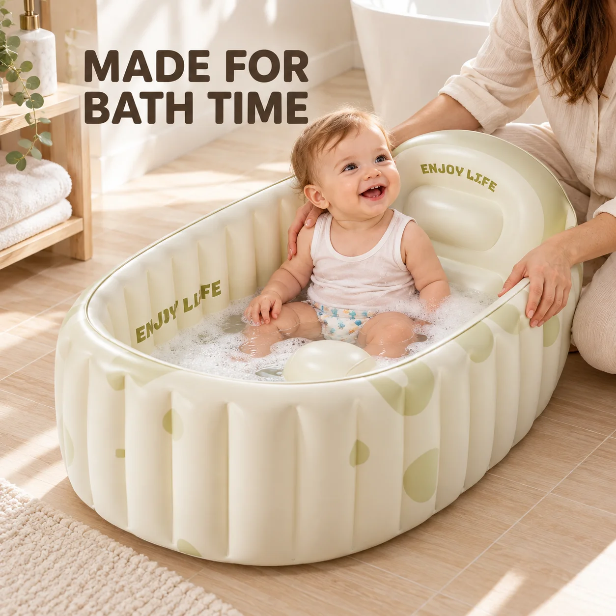 1PC Inflatable Baby Bathtub 89x58x30cm Portable Infant Bath Tub with Backrest Support Air Cushion for Home Travel Bathing