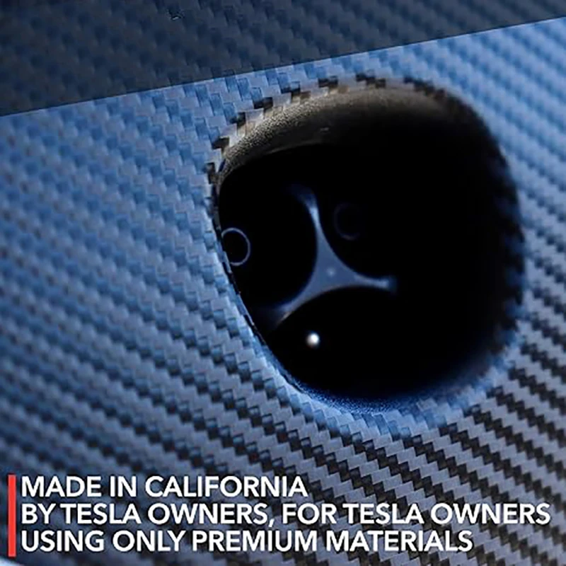 Charge Port Cover Vinyl Wrap for Tesla Model Y (2022-2024) & Tesla Model 3 (2022-2024) - Black Carbon Fiber Film Decal, Easy DYI