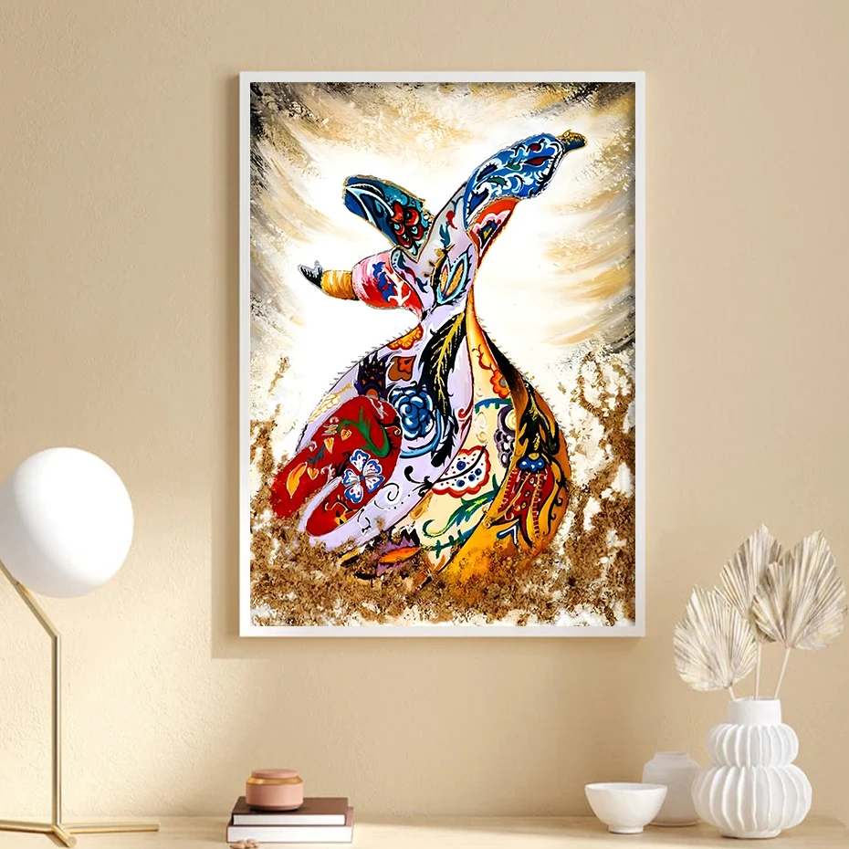 

Aesthetic Turkey Rumi Sufi Dance Islamic Mythical Girl Religion Poster Wall Art Canvas Painting Print Picture Living Room Decor