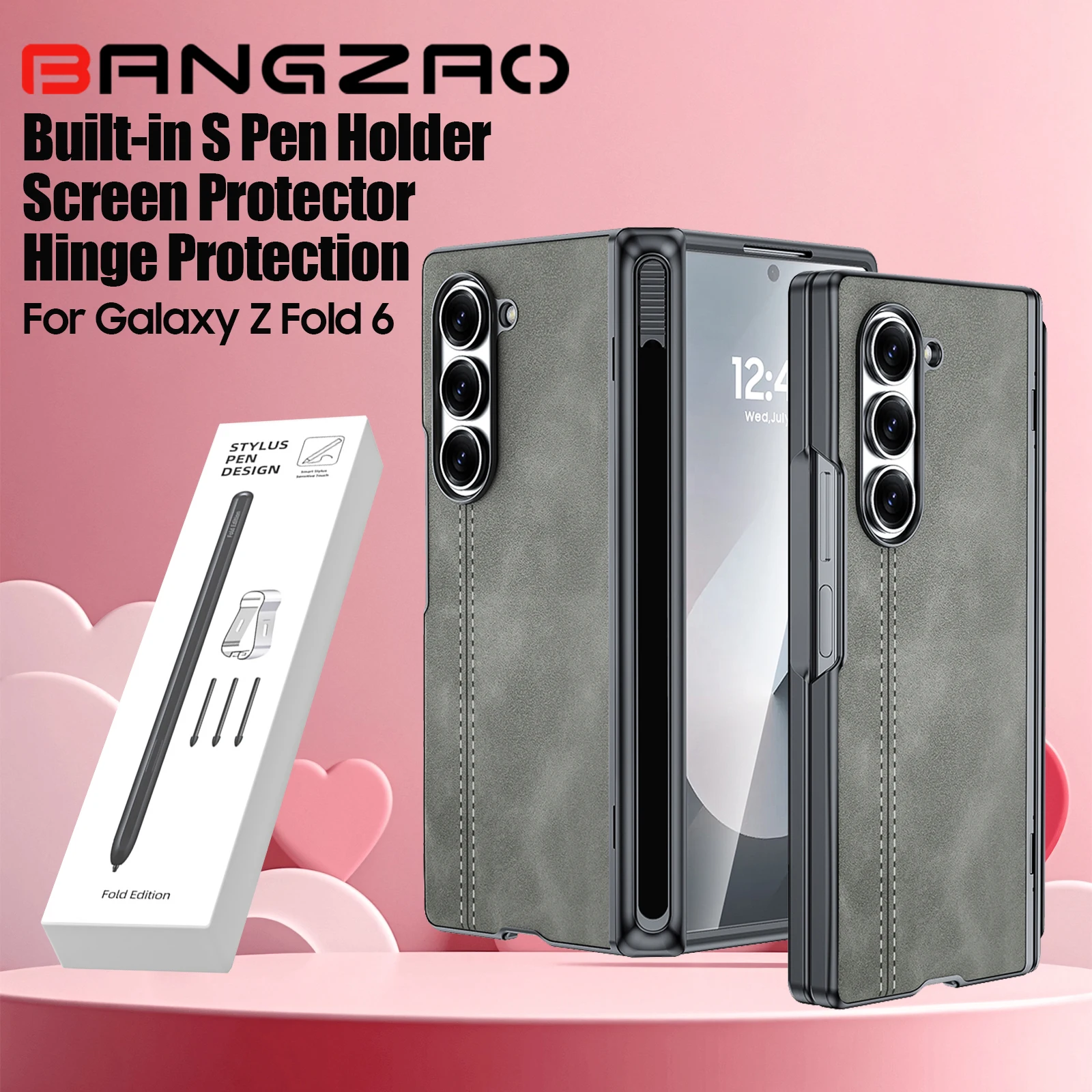 

Подарок на День святого Валентина с набором ручек S, защитой шарниров и защитой экрана, матовым ПК из искусственной кожи для Samsung Galaxy Z Fold 6, чехлом