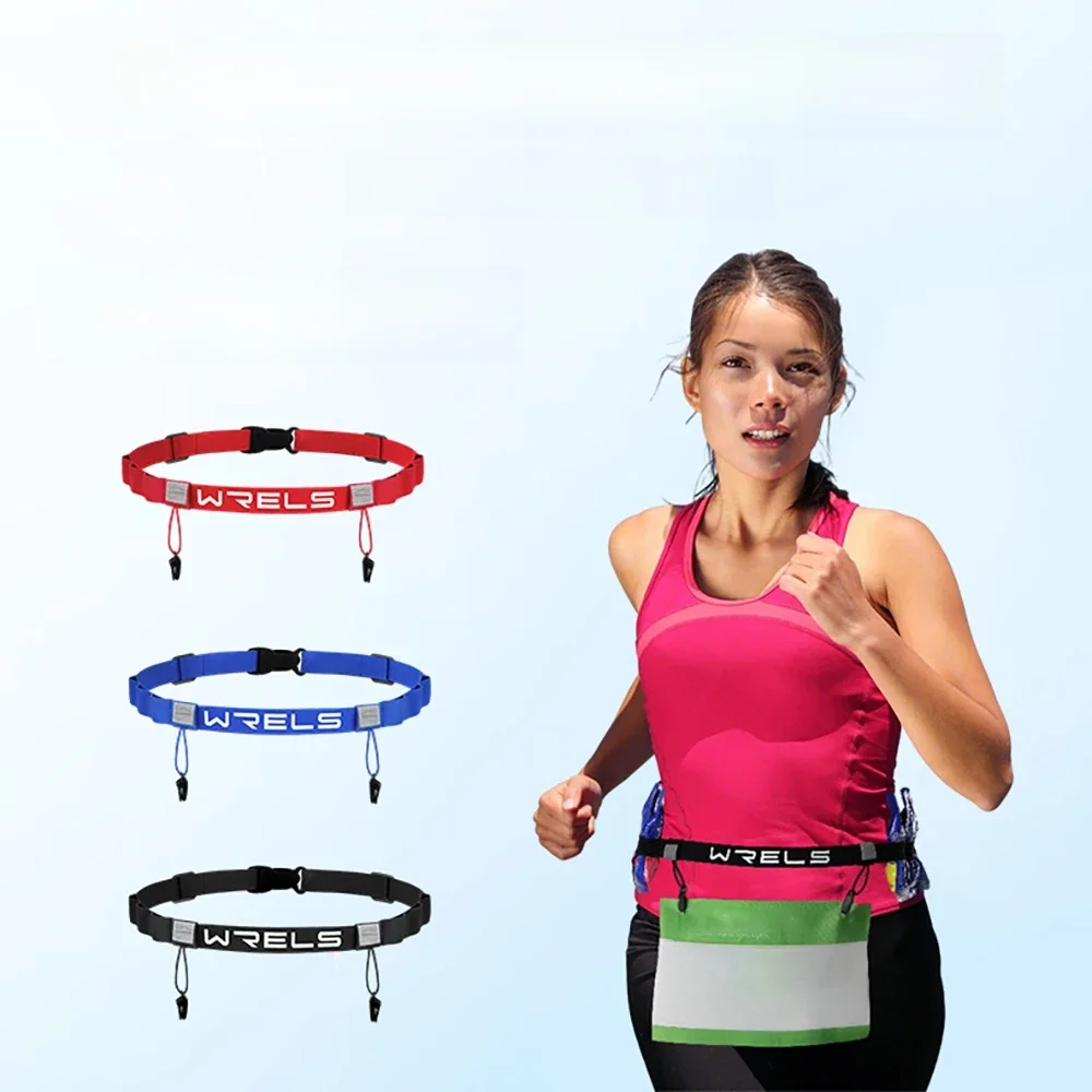 WRELS Unisex Triathlon Marathon Race Number Belt With Gel Holder Running Belt Cloth Belt Motor Running Outdoor Sports — zdjęcie 2