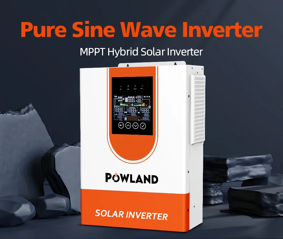 POWLAND 9000VA Hybrid-Solarwechselrichter 48VDC 7000W MPPT 120A 60-500VDC PV-Eingang Reiner Sinuswellen-Wechselrichter mit WIFI-Unterstützung BMS – Detail 1