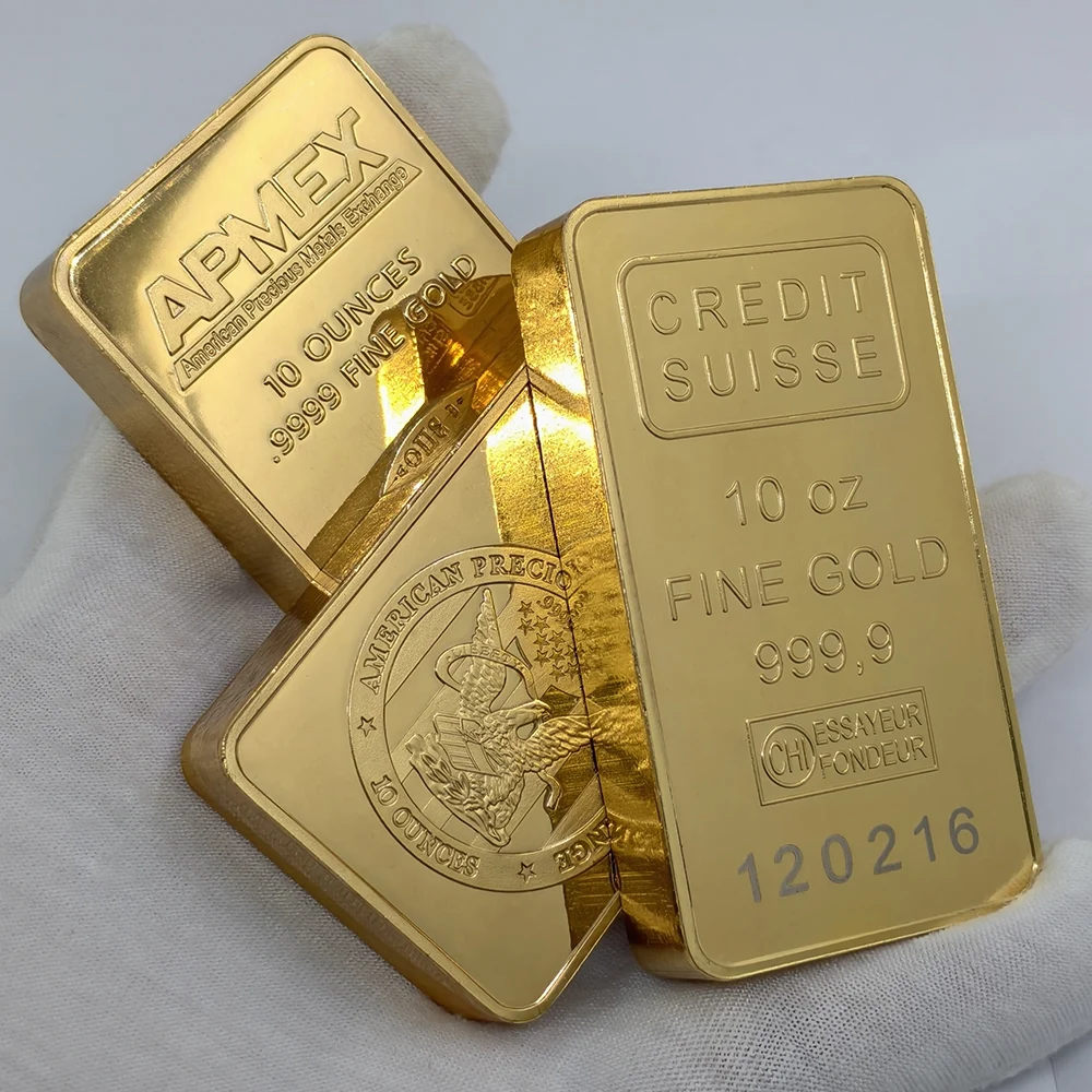 Nueva Barra de Oro Chapada en Oro APMEX de 10 oz, Lingote de Oro No Magnético de 1 oz, Barra de Cobre con Diferentes Números de Serie, Regalos de Recuerdo