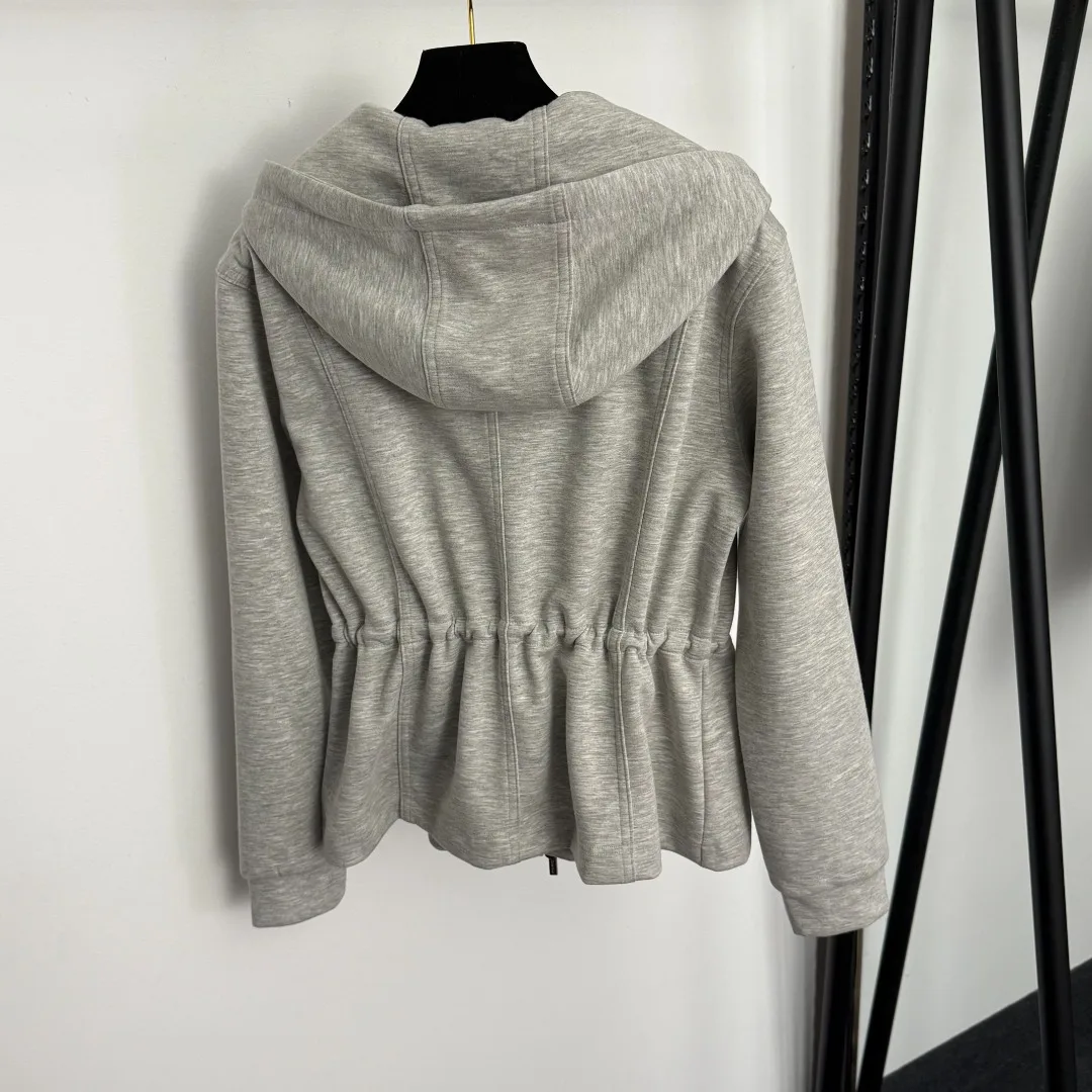 

2025 Autumn/Winter Women's Drawstring Waist Long Sleeve Hooded Zipper Coat+Elastic Waist Casual Pants HL110