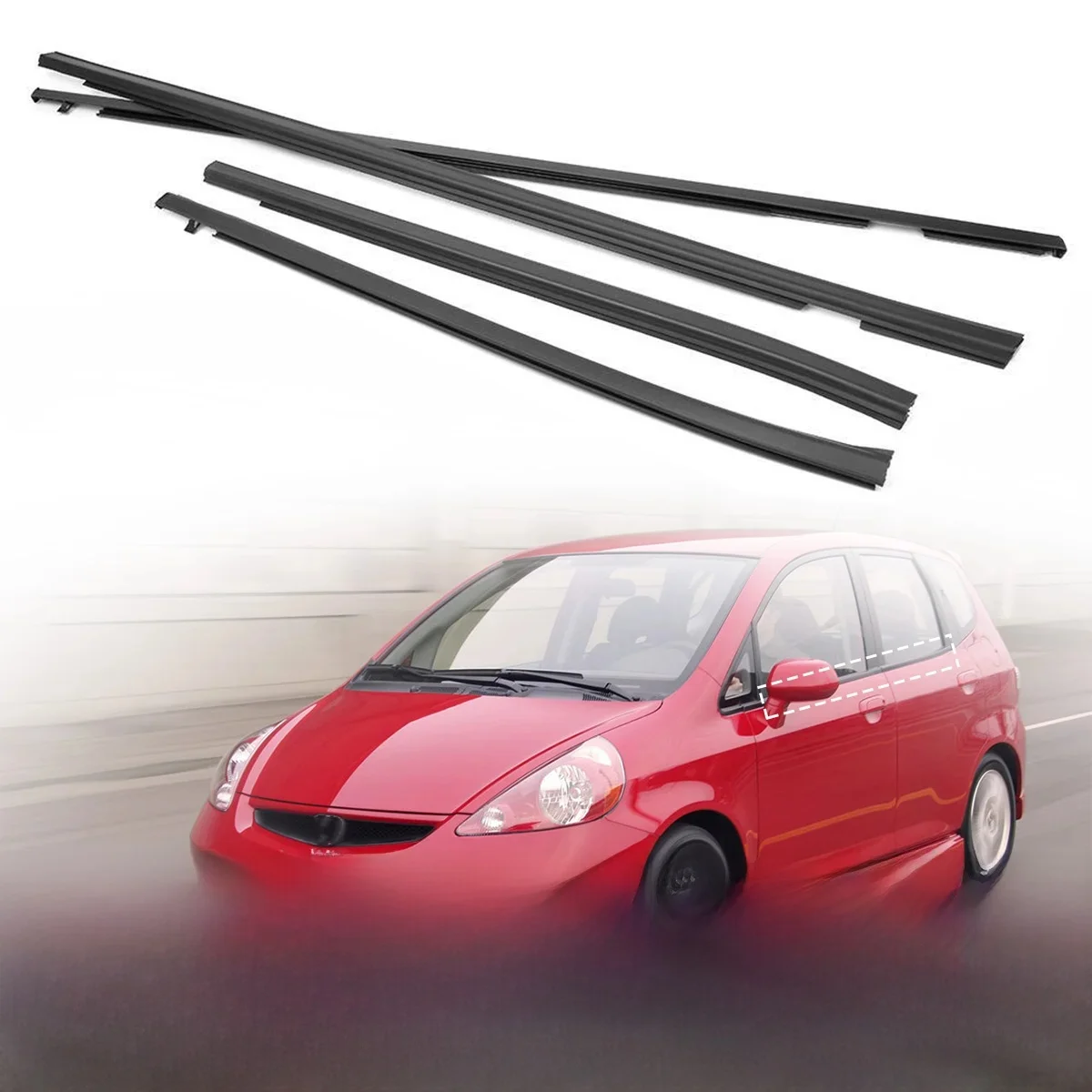 4 SZT. Gumowe uszczelki okienne samochodowe, listwy uszczelniające drzwi, listwy ozdobne do Honda FIT JAZZ Hatchback GD1 GD3 2003-2008 — zdjęcie 2