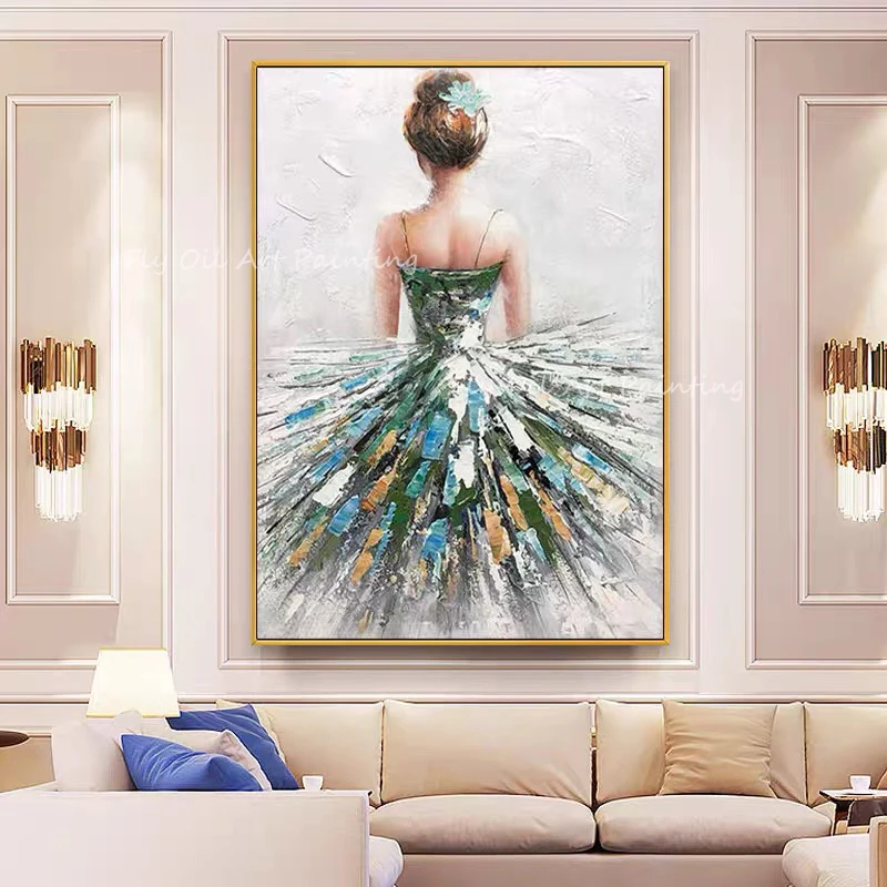 

Figure Large size young girl art painted canvas 100% handmade oil painting no frame on canvas wall decor picture