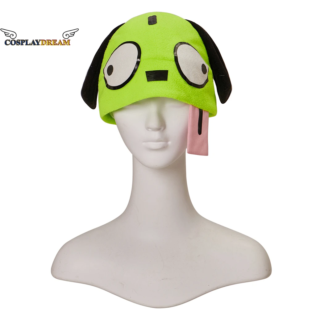 American Cartoon Invader ZIM Cosplay Hat Soft Warm Alien ZIM Hat Green Cute Cap Dib Membrane Hat Cosplay Accessories Halloween