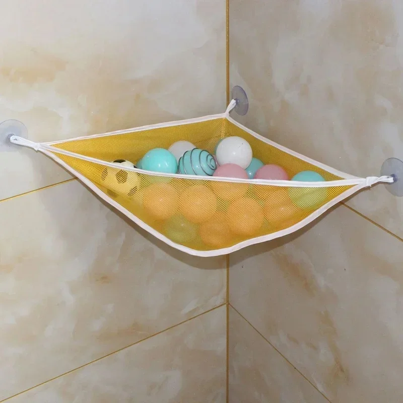 Sac de rangement d'angle en maille pour jouets de bain, filet de vidange en plastique, ventouse standard, douche de bébé, jouets pour enfants, accessoires de bain