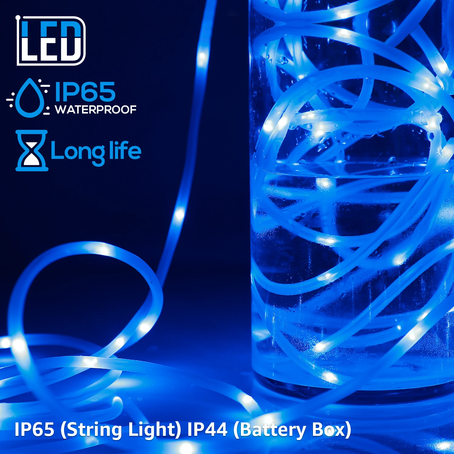LED Rope Lights, 33ft 100LEDs Fairy String Light, Weatherproof Fairy String Lighting, Christmas Party Indoor, Blue