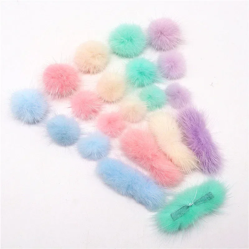Naturalne pompony z norek kulki puszyste miękkie pompony Diy pompon brelok do kluczy dekoracje do włosów zapasy rzemieślnicze akcesoria do szycia hurtownia — zdjęcie 2