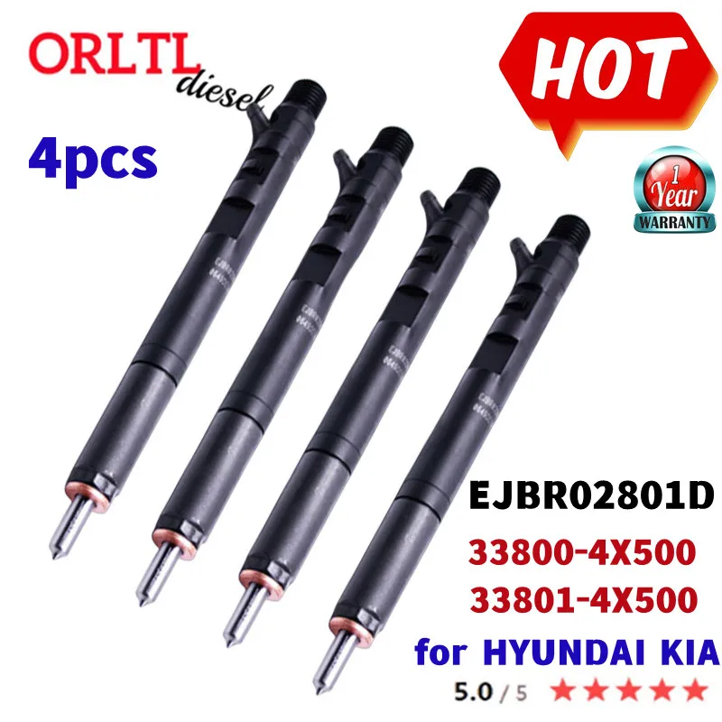 4PC Fuel Injector Diesel EJBR02801D 33800-4X500 33801-4X500 FOR TERRACAN 4X4 2.9L CRDI SUV (150BHP) KIA - KJ, CARNIVAL 2.9L