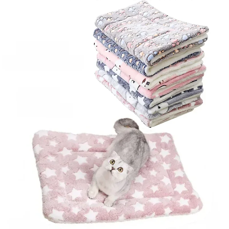Tapis pour animaux de compagnie en flanelle, lit pour chien et chat, tapis de couchage épais, couverture pour chiot, chaton, lit pour petits et grands chiens