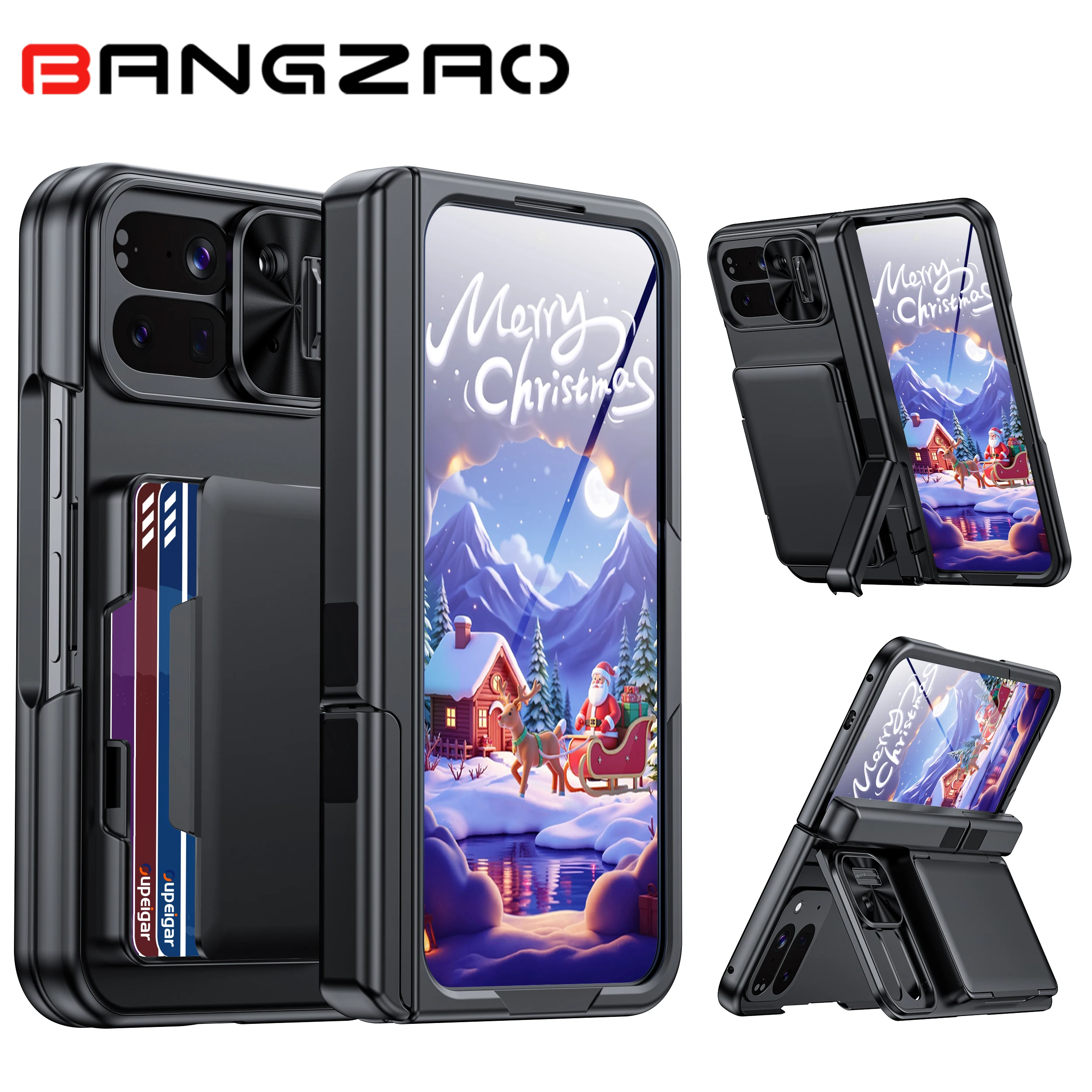 

Рождественский подарок, защитная пленка для экрана, держатель для карт [блокировка RFID] чехол для камеры, складной чехол для Google 10 Pro, встроенная подставка-черный