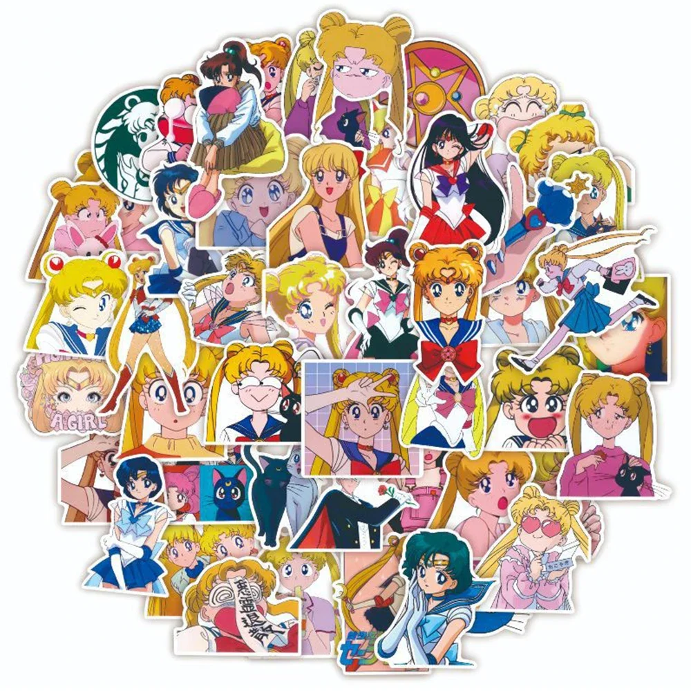 10/30/50 Stück Japan Anime Sailor Moon Aufkleber Kawaii Niedliche Cartoon Mädchen Graffiti Aufkleber Aufkleber für Handyhülle Koffer Notebook