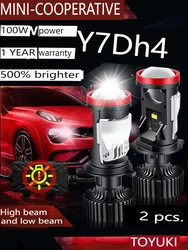 Toyuki Y7D H4 H19 LED Headlight Bulbs with Mini Projector Lens Canbus Hi/Lo Beam Solve Astigmatism Problem 12000 lumens, 2pcs