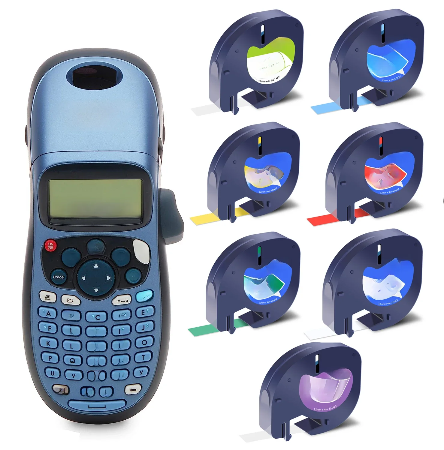 Ruban d'étiquettes 12mm 91201 12267 91200, Compatible avec Dymo Letratag, étiquette en plastique noir sur blanc pour étiqueteuse Dymo LT-100H