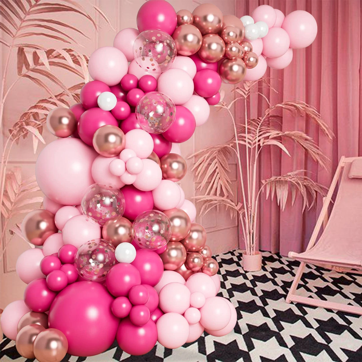 Pink Rose Gold Balloons Garland Arch Kit Birthday Party Decor Kids Wedding Birthday Party Supplies Baby Shower Decor Latex Balon