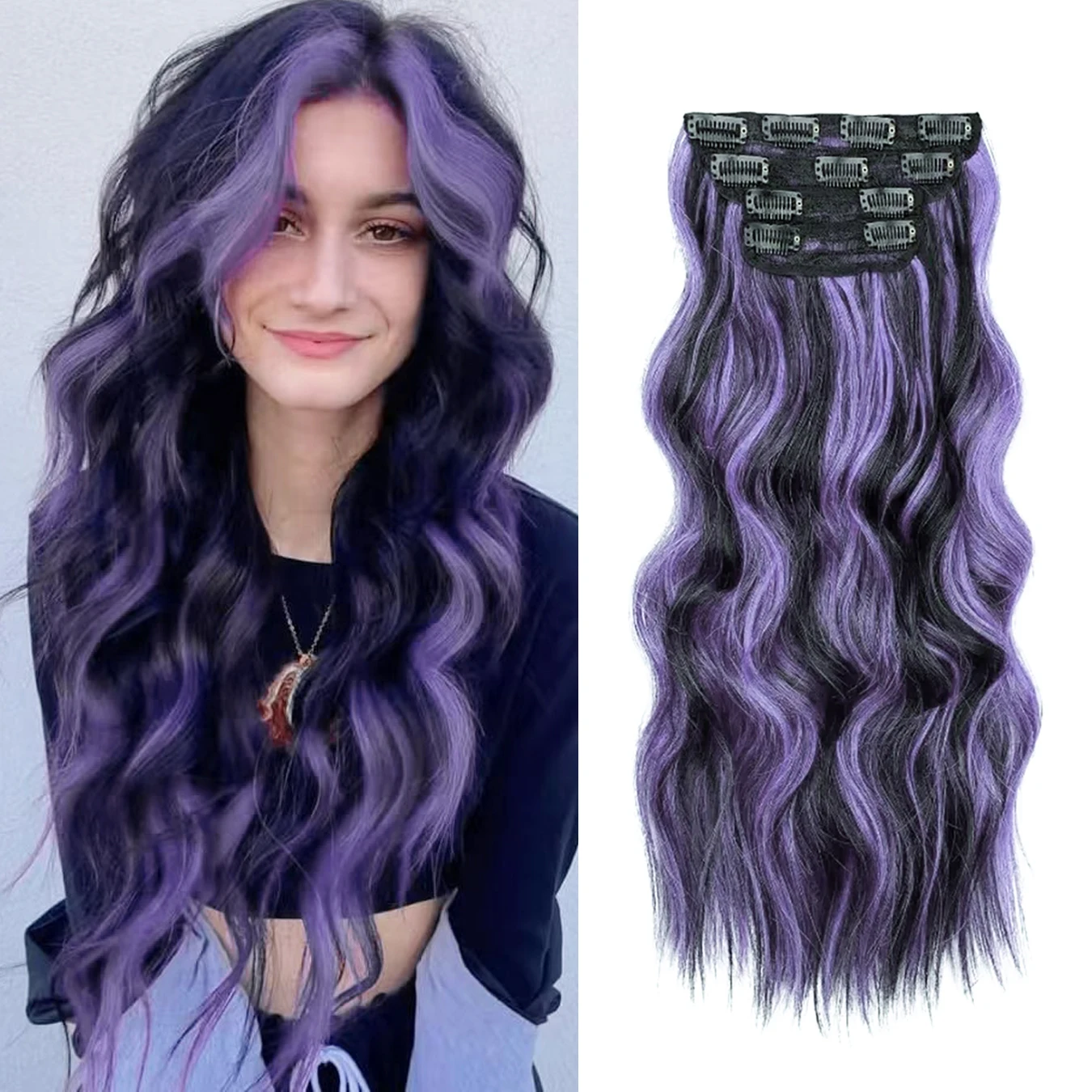 

4 шт. синтетические заколки для наращивания волос, длинные вьющиеся заколки для наращивания волос 20 дюймов