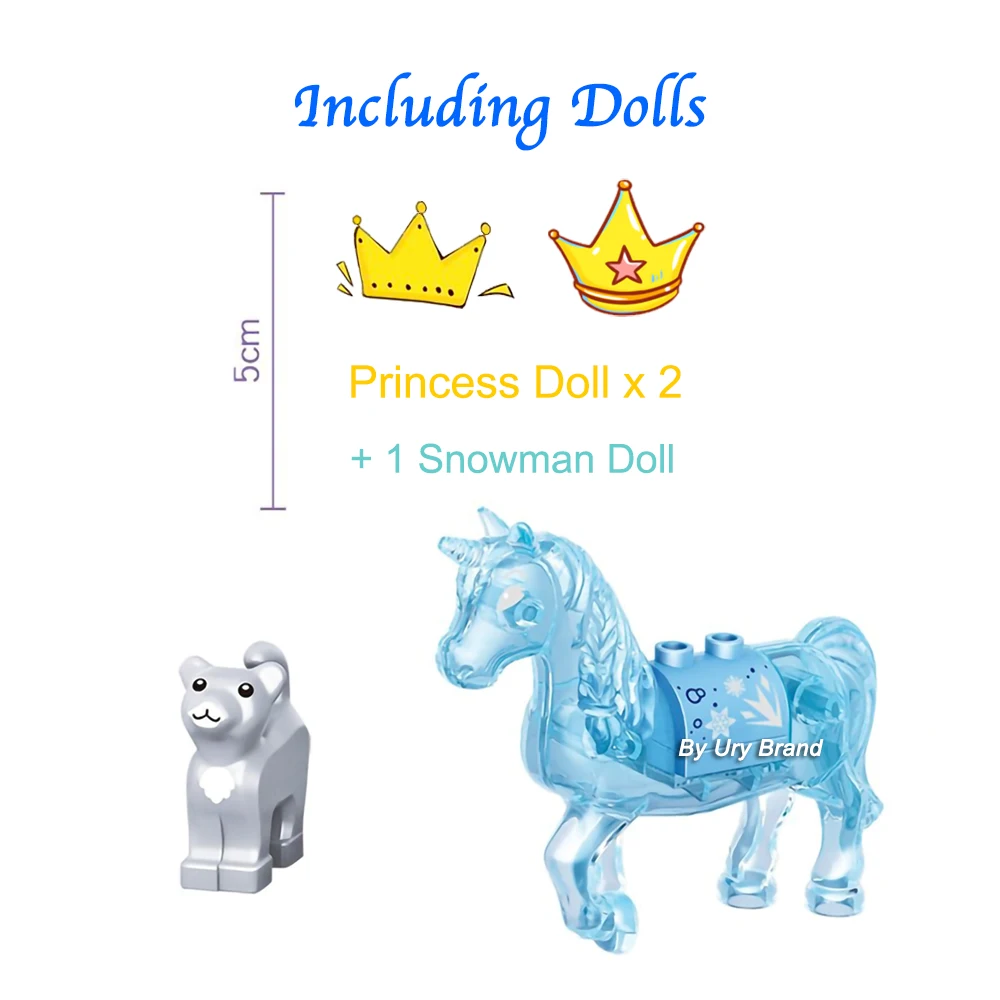 Friends Princess Castle House Sets for Girls Movies Royal Ice Playground Horse Carriage DIY Building Blocks Toys Kids Gifts 2022