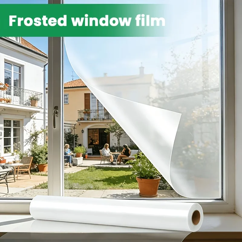 Static-Cling Frosted Privacy Window Film Provides Privacy Protection Suitable For Offices Bathrooms And Home Environments.
