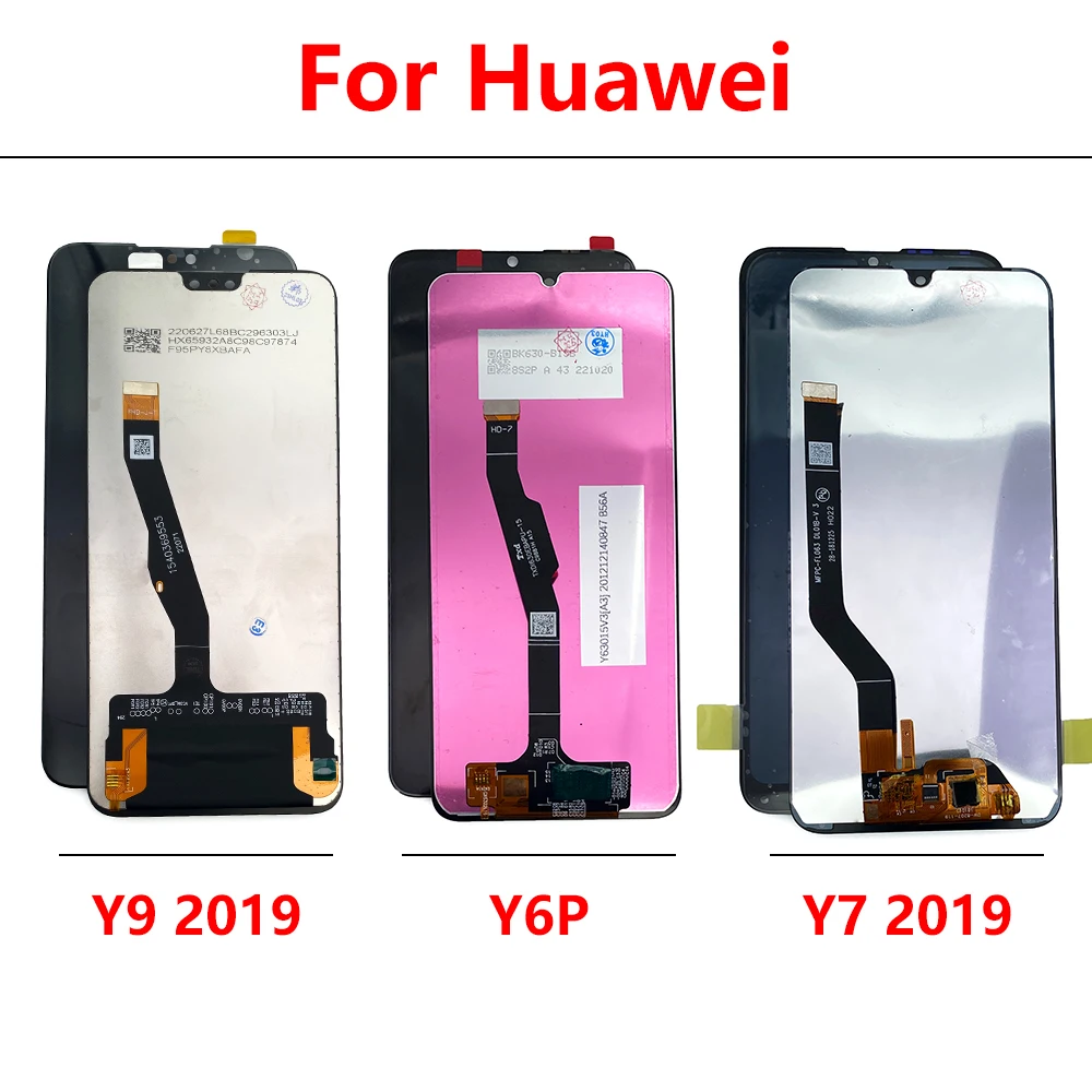 LCD Display Screen Touch Digitizer Assembly With Frame Repair For Huawei Y6P Y7 2019 Y9 2019