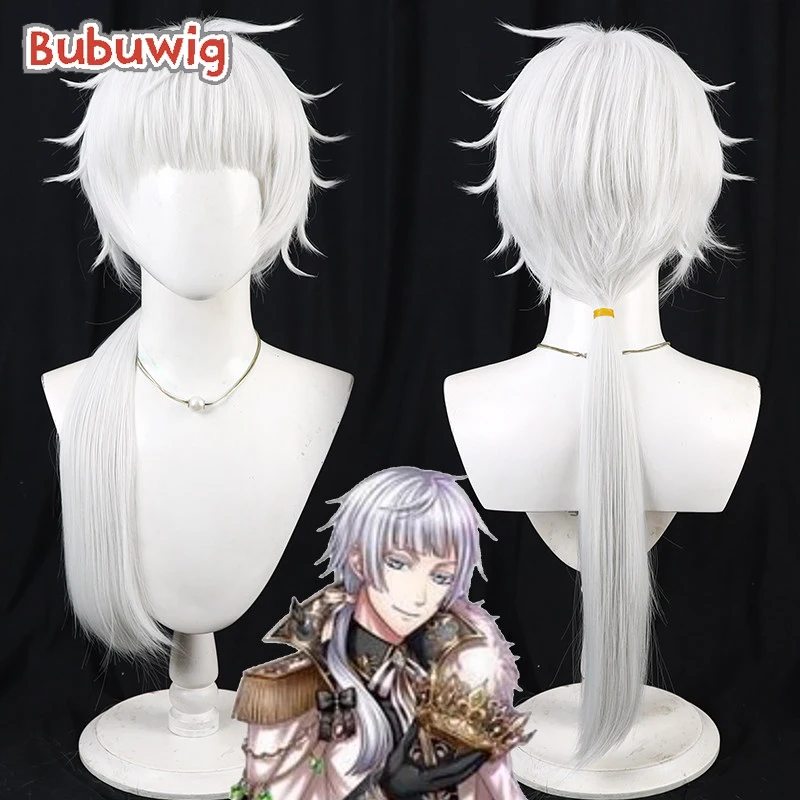 Bubuwig Synthetic Hair Charles Grey Cosplay Wigs Black Butler Charles Grey 80cm Long Straight Silver White Wig Heat Resistant