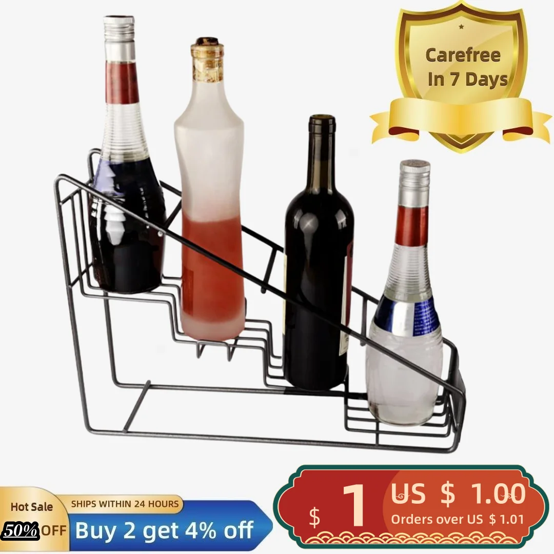 

Coffee Syrup Rack Organizer 4-Bottle Trapezoidal Step Design Fits Torani Monin Space-Saving Coffee Bar Accessory