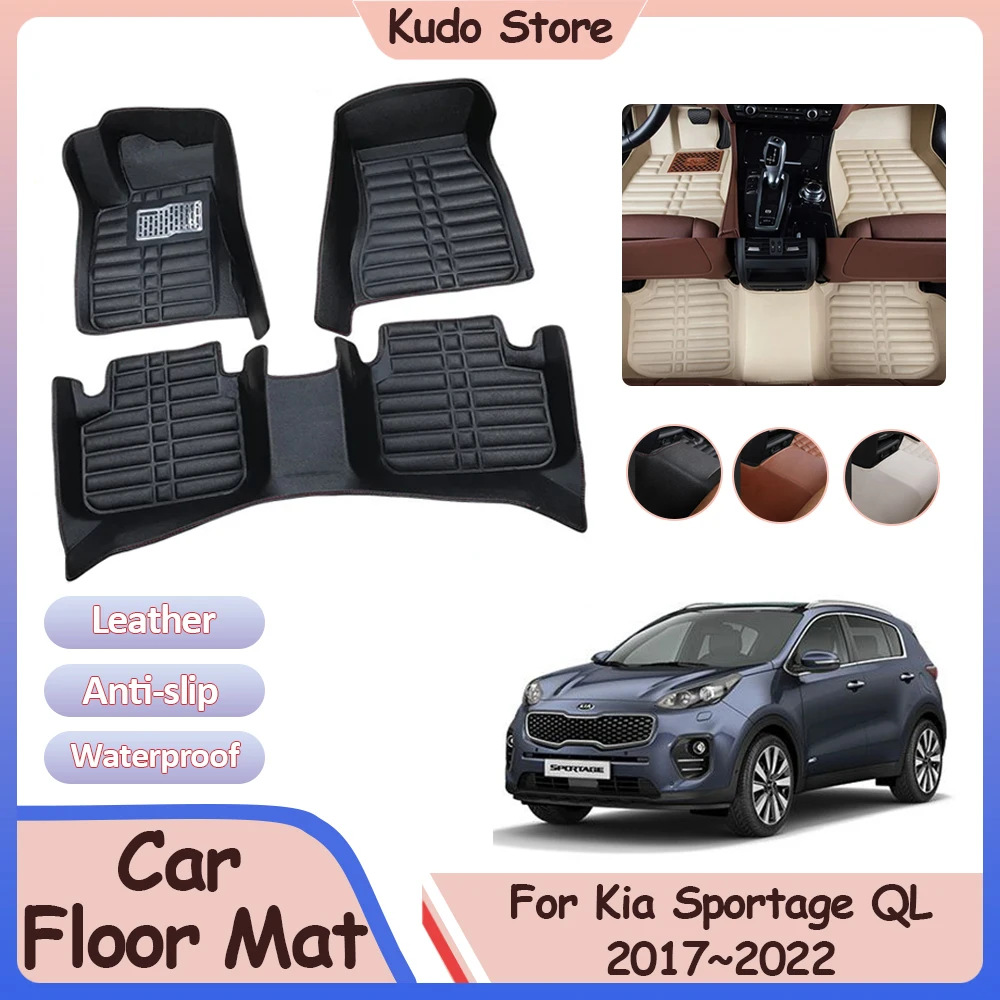 

Car Floor Mat for Kia Sportage 4 QL 2017~2022 2018 2019 Custom Foot Parts Pad Leather Panel Liner Carpet Rug Interior Accessorie